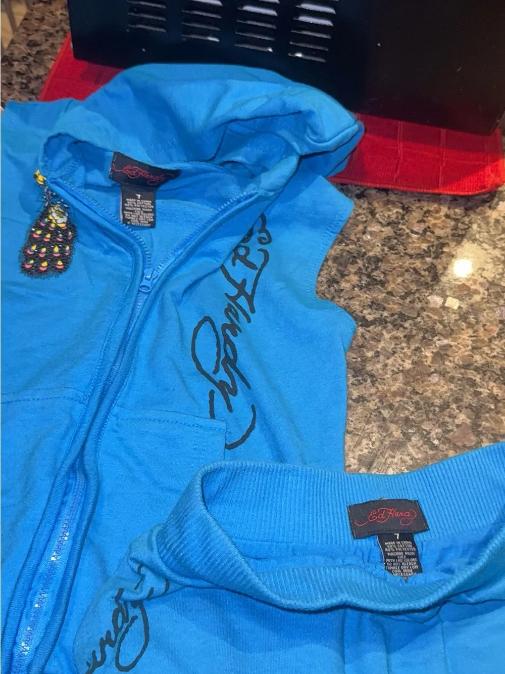 Ed Hardy Kids Matching Set Blue with Black Logo